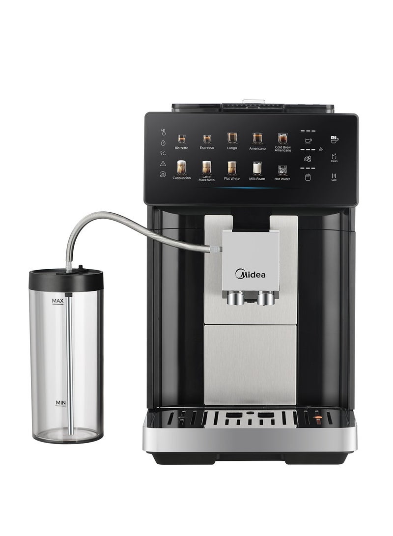 مديا ماكينة القهوة الأوتوماتيكية بالكامل Midea GenuiBrew (طراز MCA-15B0FADMCPK) – تحضير الإسبريسو واللاتيه والكابتشينو بلمسة واحدة | مطحنة مدمجة | تحضير القهوة الباردة (Cold Brew) | نظام مزدوج للحليب 1.8 L 1725 W MCA-15B0FADMCPK - Image 2
