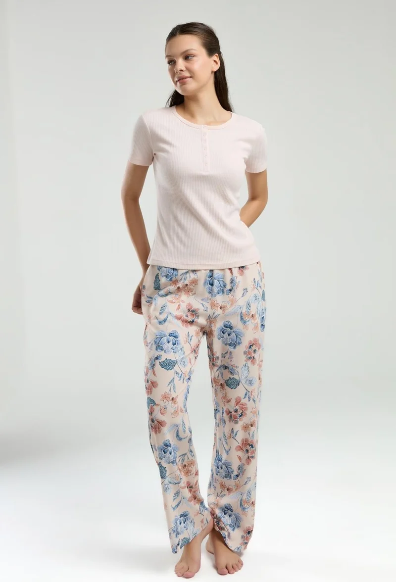Arnetta Top Camisole Bottom Woven Fabric Women's Pajama Set, Pocket Detail