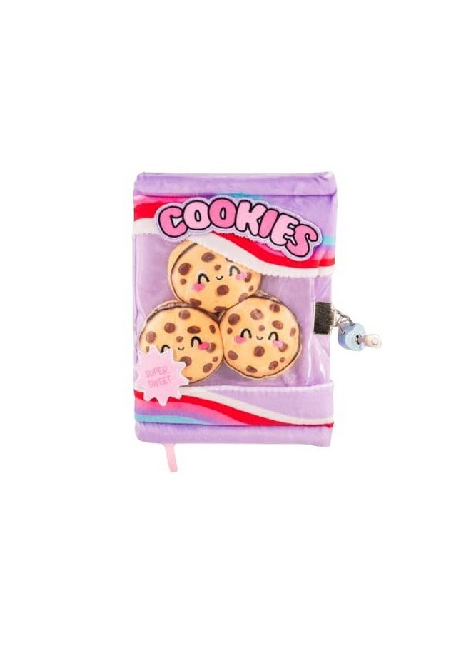 claire's - Fuzzy Diary - Chocolate Chip Cookies Design With Lock And Key - 6W X 8H X 1.5D In - Image 1