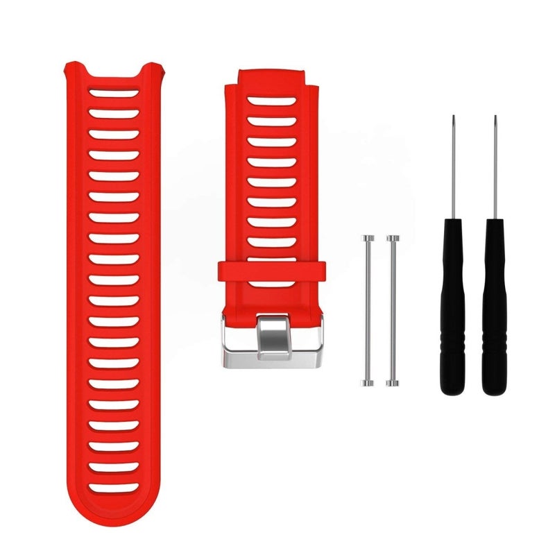 S-TOP Solid Color Silicone Watch Band for Garmin Forerunner 910XT(Red) - Image 1