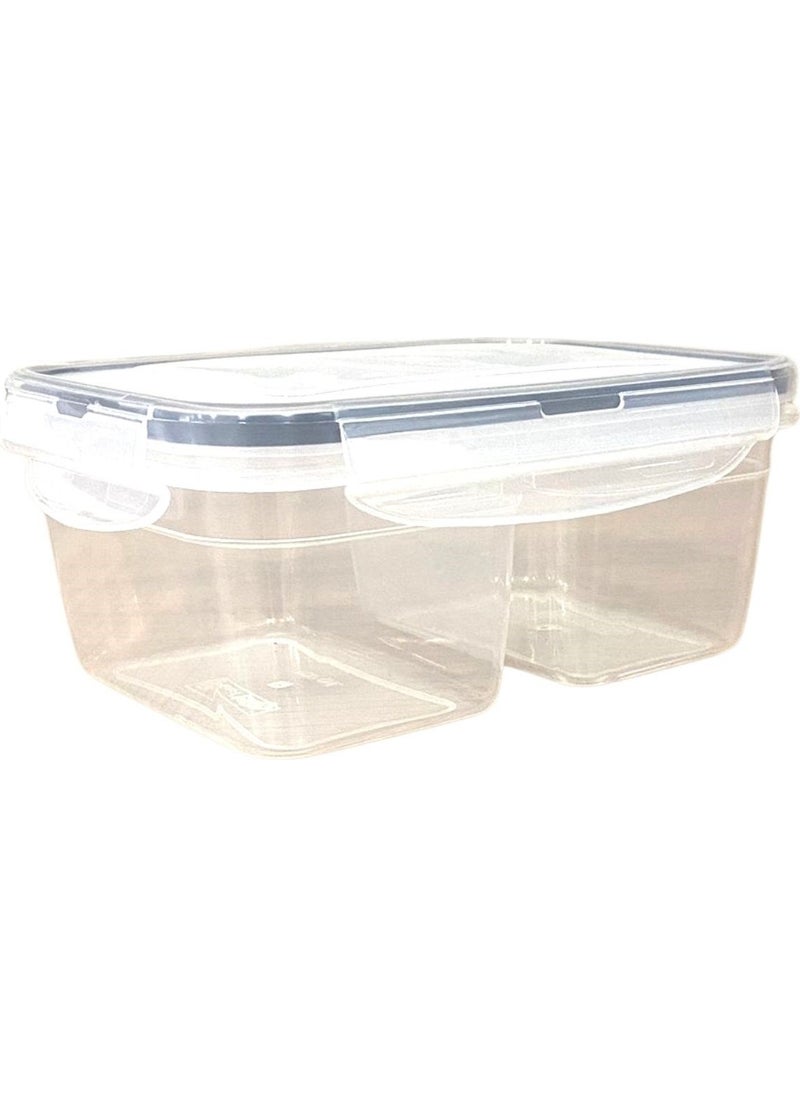Buffer - ® 2 Compartments 0.45+0.45 Liter Food Storage Container with Lockable Lid LC-524 - Image 1
