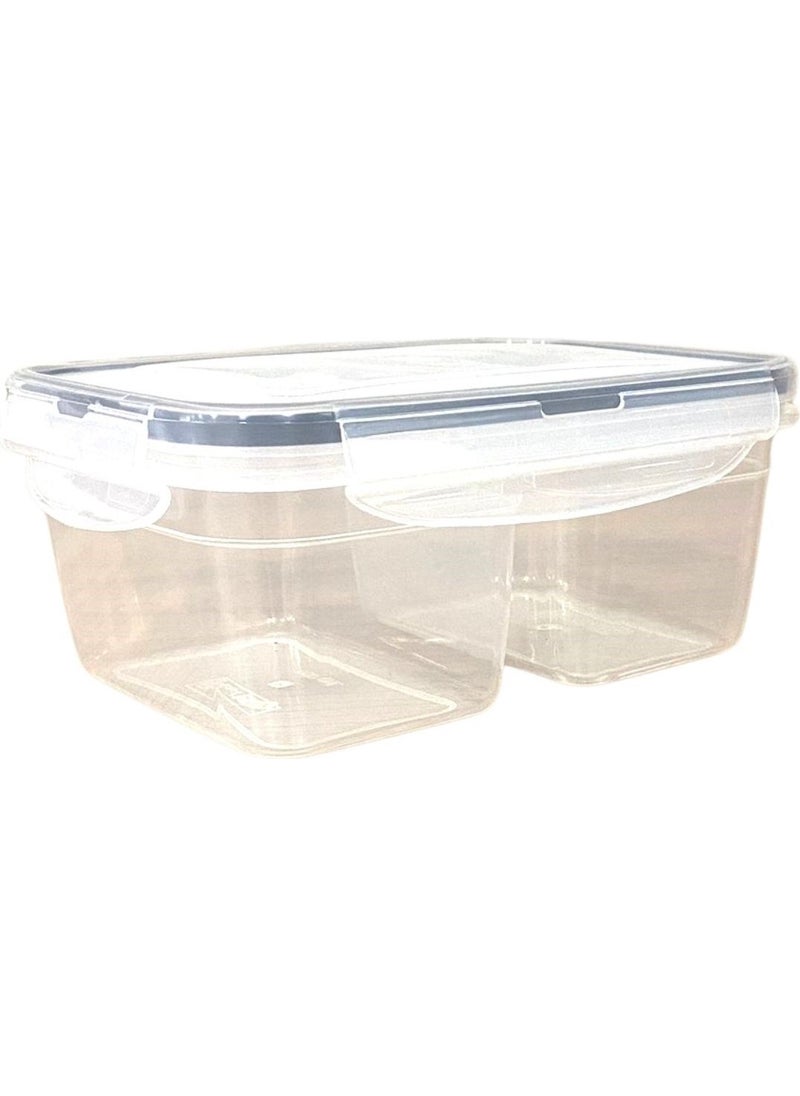 Buffer - ® 2 Compartments 0.45+0.45 Liter Food Storage Container with Lockable Lid LC-524 - Image 1