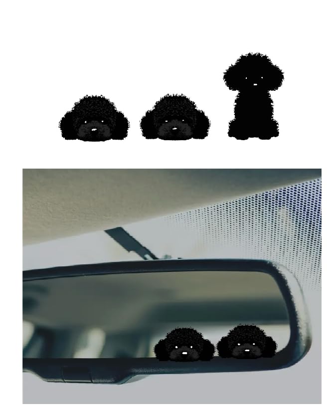 MAKTEM 3 PCS Cute Puppies Mirror Sticker for Car Rearview Mirror Vinyl with Cute Dogs Car Interior Acceesories Car Window Decals for Women Small Decals for Spaces Dog - Image 1