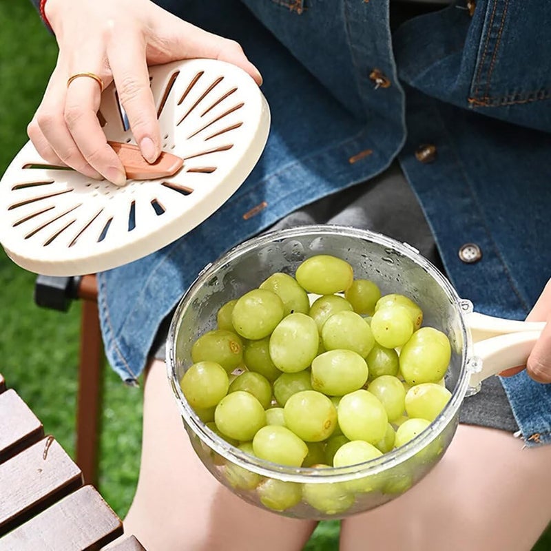 DREWIT STAR Fruit Draining Basket with Lid 2 in 1 Multifunctional Drain Basket with Handle Portable Food Storage Container for Fridge Outdoor Picnic for Washing Fruit Food Storage - Image 4