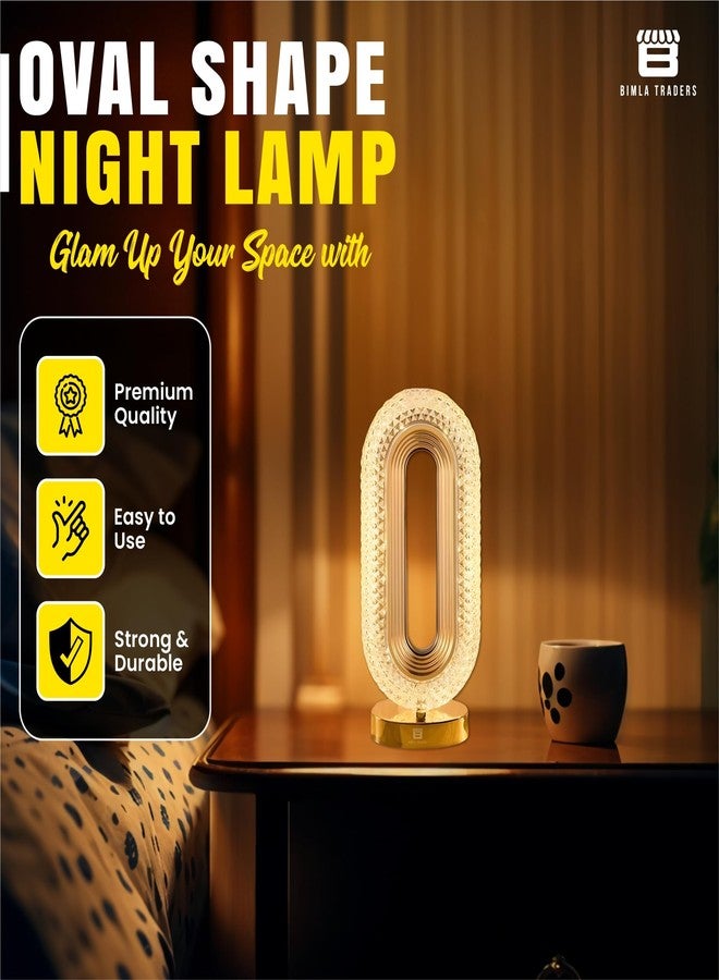 BTfash Oval Crystal Desk Lamp-Touch Control Night Light with Stand, Bedside Lamp, Home Furnishing Decoration, Perfect for Gifts (Oval) - Image 3