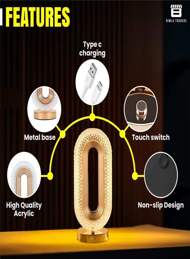 BTfash Oval Crystal Desk Lamp-Touch Control Night Light with Stand, Bedside Lamp, Home Furnishing Decoration, Perfect for Gifts (Oval) - Image 5