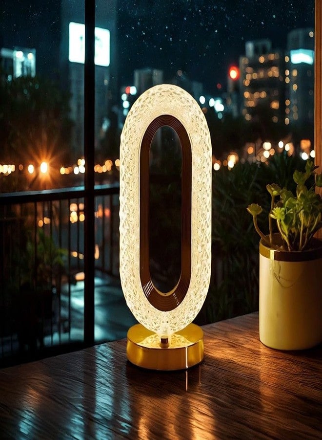 BTfash Oval Crystal Desk Lamp-Touch Control Night Light with Stand, Bedside Lamp, Home Furnishing Decoration, Perfect for Gifts (Oval) - Image 2