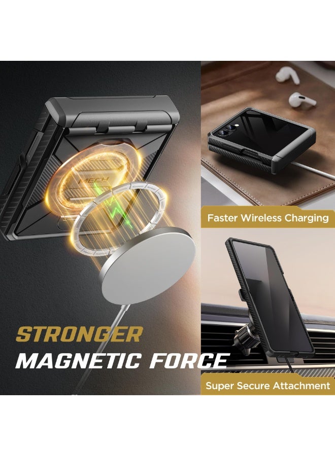 TONGATE 360° Spin Magnetic Stand for Z Flip 7 Case with Privacy Screen Protector, [Compatible with Magsafe] [Anti Spy] Full-Body Shockproof Samsung Galaxy Z Flip 7 Case with Hinge Protection, TiBlack - Image 4