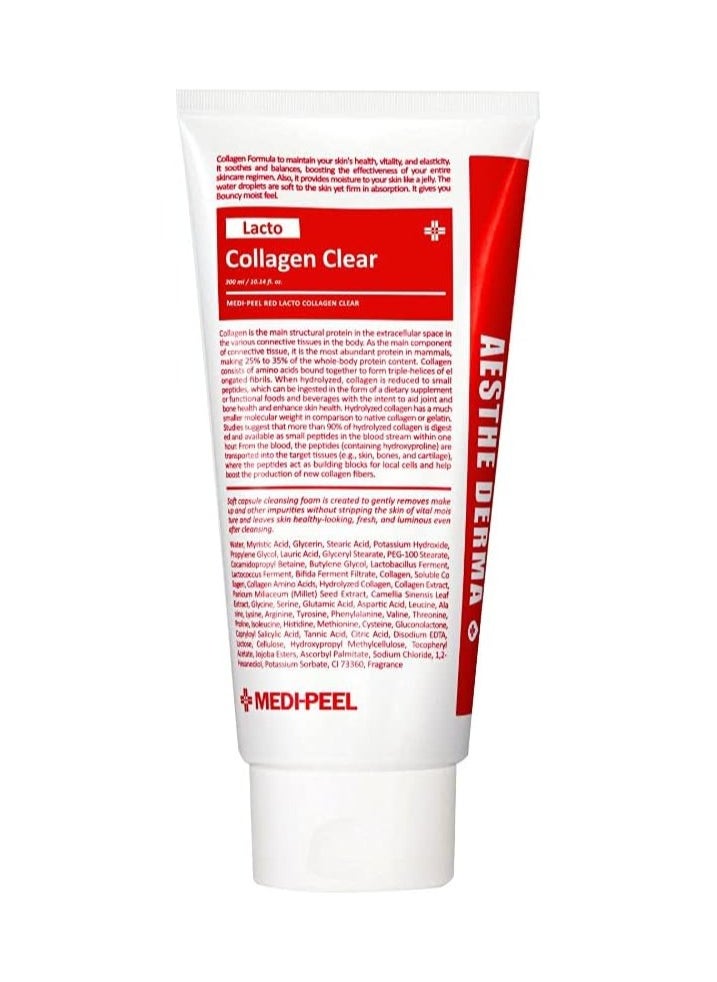 MEDIPEEL Medi-peel Aesthe Derma Lacto Collagen Clear 300ml | Korean Facial Cleansing Foam | K-Beauty Skincare | Collagen Cleanser | Deep Cleansing | Pore Tightening | Micro Bubble  - Image 1