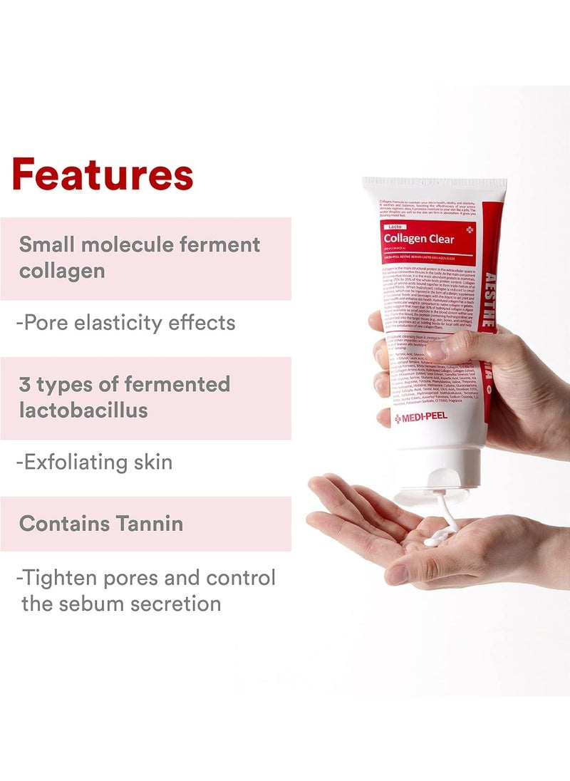 MEDIPEEL Medi-peel Aesthe Derma Lacto Collagen Clear 300ml | Korean Facial Cleansing Foam | K-Beauty Skincare | Collagen Cleanser | Deep Cleansing | Pore Tightening | Micro Bubble  - Image 4