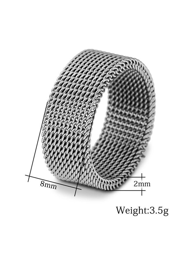 VQYSKO Woven Mesh Rings Stainless Steel Rings for Women Men Jewelry Size 6 to 10 - Image 2