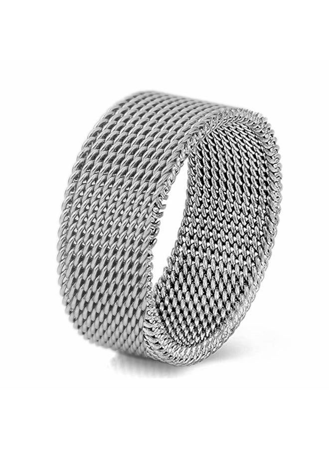 VQYSKO Woven Mesh Rings Stainless Steel Rings for Women Men Jewelry Size 6 to 10 - Image 1