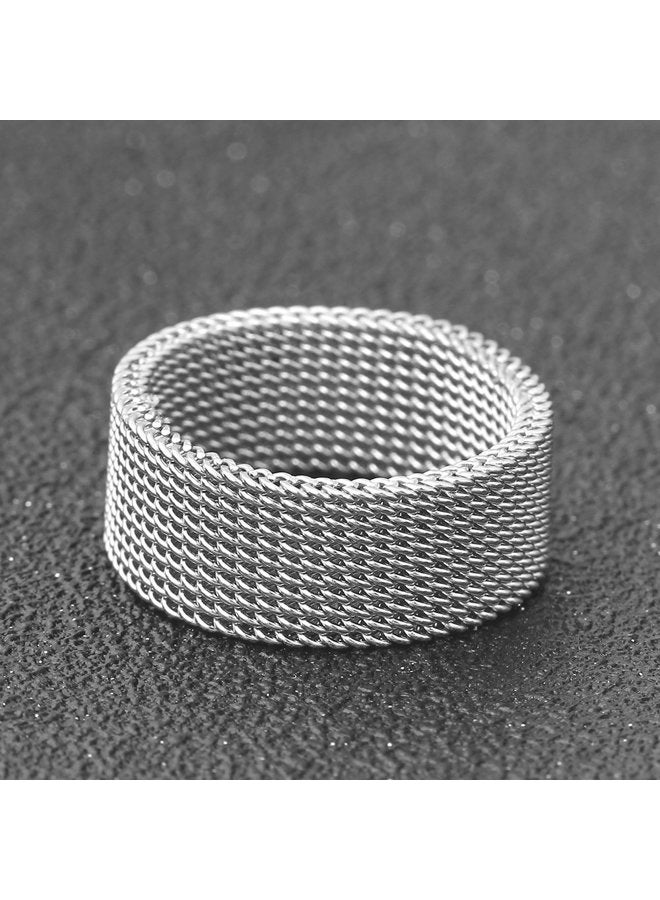 VQYSKO Woven Mesh Rings Stainless Steel Rings for Women Men Jewelry Size 6 to 10 - Image 3
