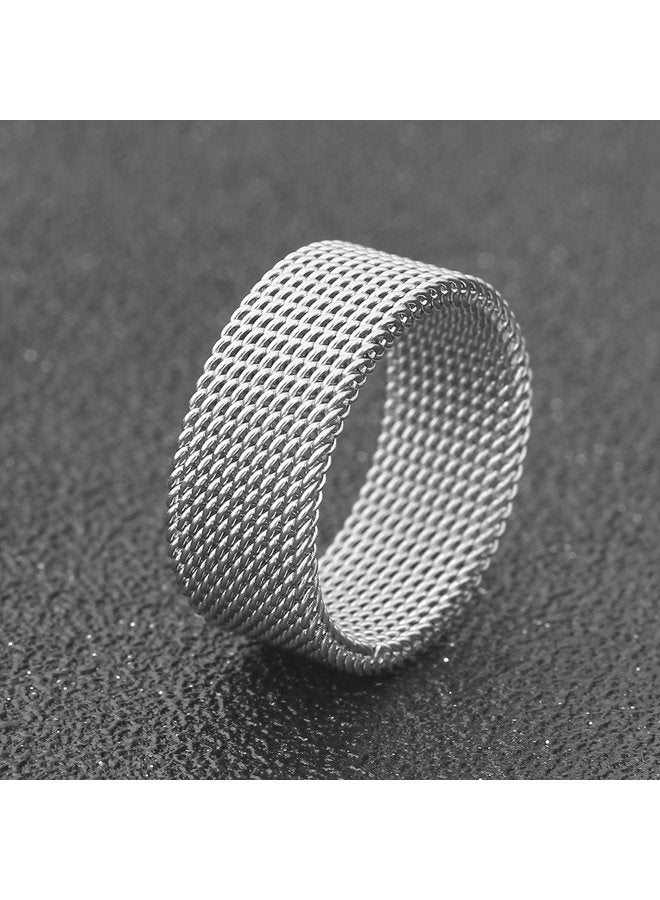 VQYSKO Woven Mesh Rings Stainless Steel Rings for Women Men Jewelry Size 6 to 10 - Image 4