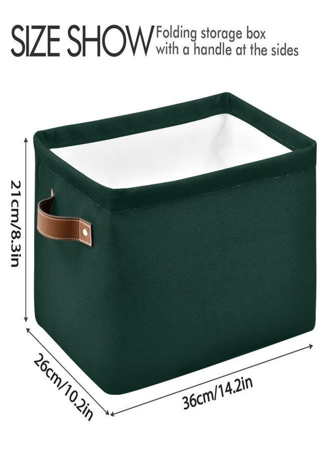YETTASBIN Hunter Green Solid Color Storage Basket 1pc, Large Collapsible Toys Clothes Organizer, Durable Canvas Storage Bin with Handle for Shelves Closet Laundry Home Office Decor - Image 4