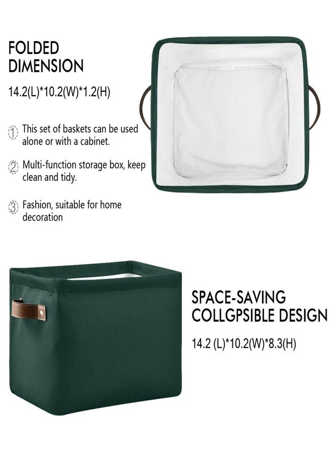 YETTASBIN Hunter Green Solid Color Storage Basket 1pc, Large Collapsible Toys Clothes Organizer, Durable Canvas Storage Bin with Handle for Shelves Closet Laundry Home Office Decor - Image 3