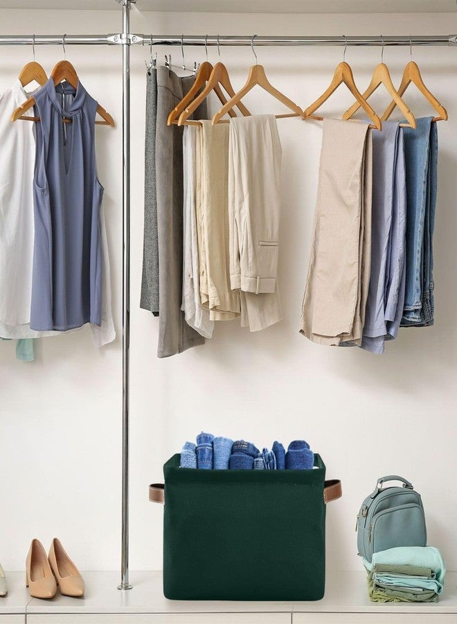 YETTASBIN Hunter Green Solid Color Storage Basket 1pc, Large Collapsible Toys Clothes Organizer, Durable Canvas Storage Bin with Handle for Shelves Closet Laundry Home Office Decor - Image 5