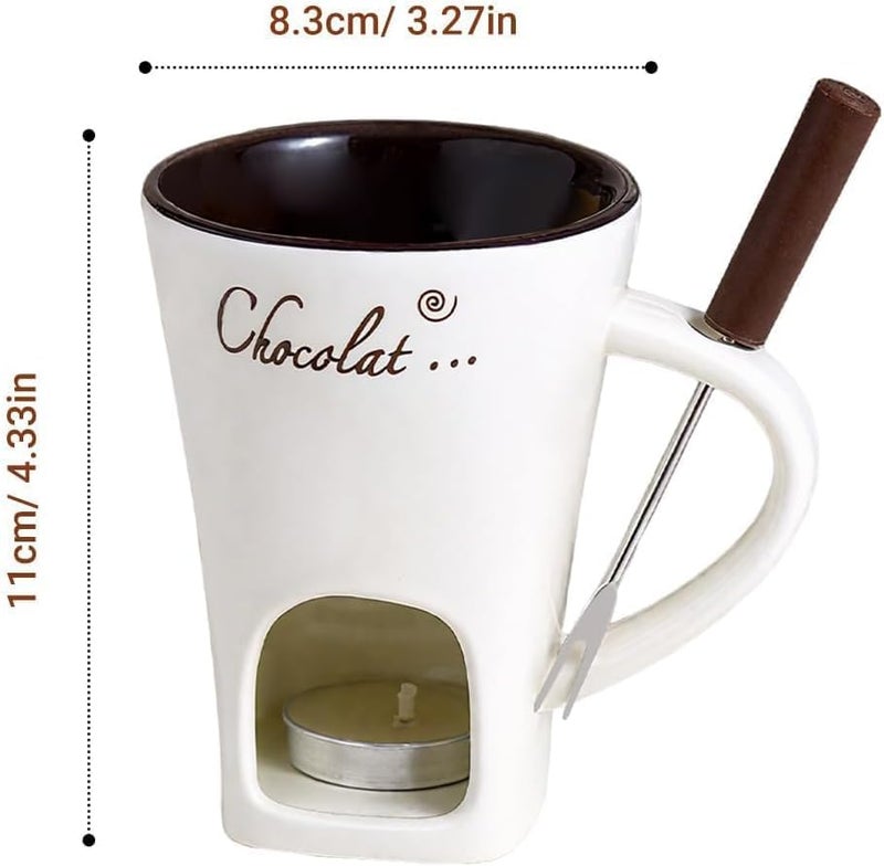 Chocolate Fondue Mug Ceramic Chocolate Melting Cup Ceramic Butter Warmers Pot Set Personal Cheese Melting Cup Warmer Mug for Candy Snack Caramel Party - Image 2