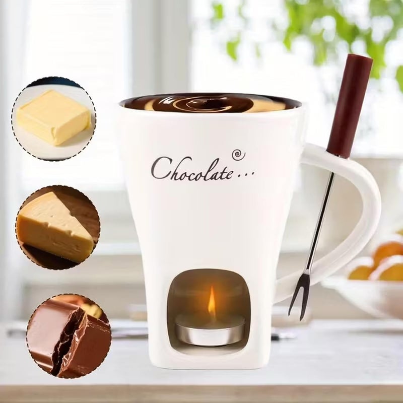 Chocolate Fondue Mug Ceramic Chocolate Melting Cup Ceramic Butter Warmers Pot Set Personal Cheese Melting Cup Warmer Mug for Candy Snack Caramel Party - Image 5