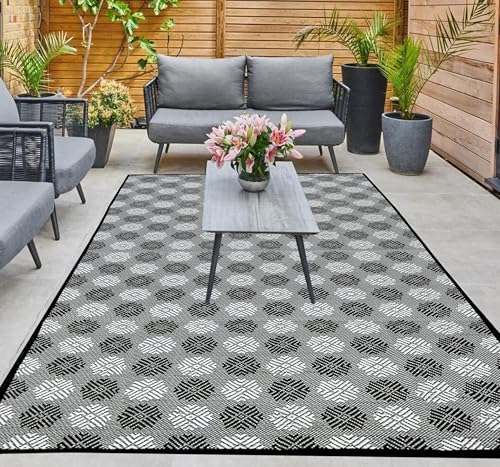 ARSUK Outdoor Patio Rug (5 x 3.3 ft) - Weatherproof, Indoor and Outdoor Use, Ideal for Garden, Camping, Balcony Carpet, Picnic, Backyard, Lightweight, Foldable, Recycled Plastic - Image 1