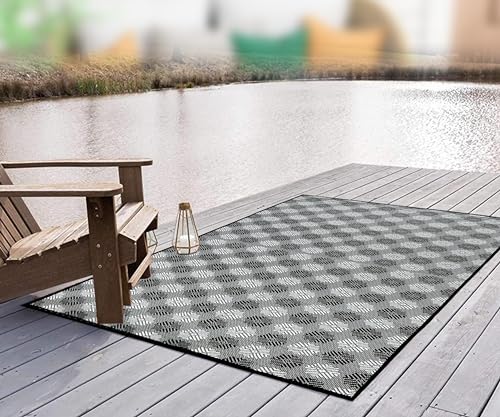 ARSUK Outdoor Patio Rug (5 x 3.3 ft) - Weatherproof, Indoor and Outdoor Use, Ideal for Garden, Camping, Balcony Carpet, Picnic, Backyard, Lightweight, Foldable, Recycled Plastic - Image 5