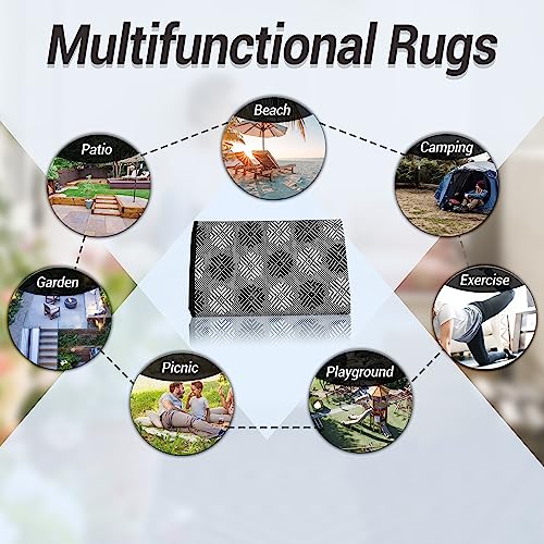 ARSUK Outdoor Patio Rug (5 x 3.3 ft) - Weatherproof, Indoor and Outdoor Use, Ideal for Garden, Camping, Balcony Carpet, Picnic, Backyard, Lightweight, Foldable, Recycled Plastic - Image 4