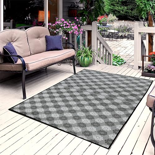 ARSUK Outdoor Patio Rug (5 x 3.3 ft) - Weatherproof, Indoor and Outdoor Use, Ideal for Garden, Camping, Balcony Carpet, Picnic, Backyard, Lightweight, Foldable, Recycled Plastic - Image 3