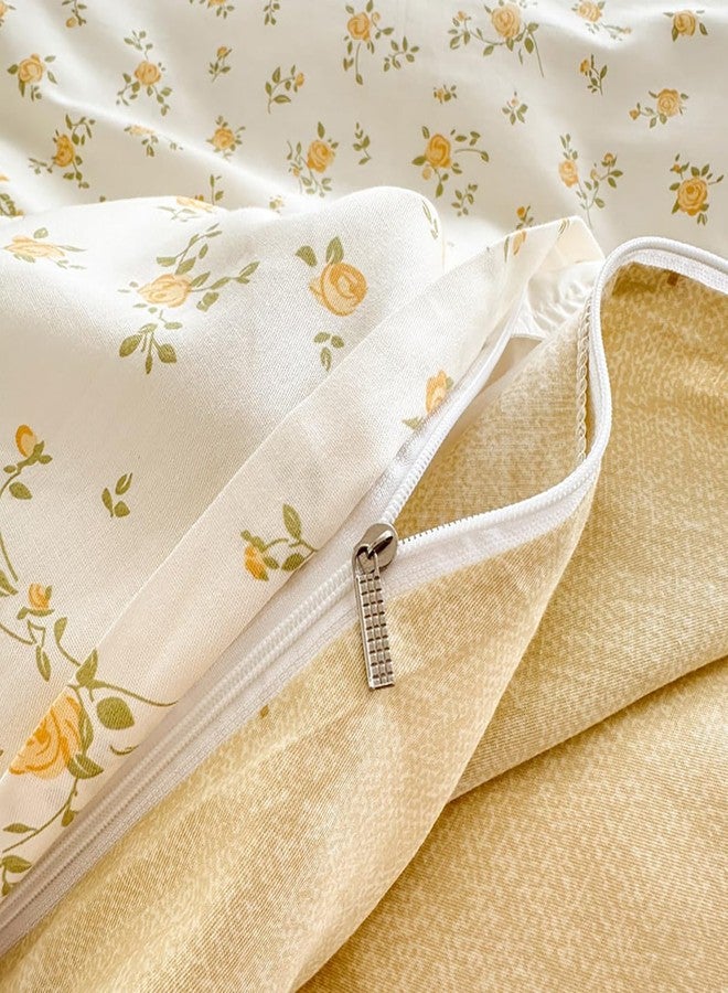 Bildenly Twin Size Duvet Cover Yellow Floral Comforter Cover Soft & Lightweight Bedding Set, Microfiber Quilt Cover with Zipper Closure and 1 Pillowcase - Image 5