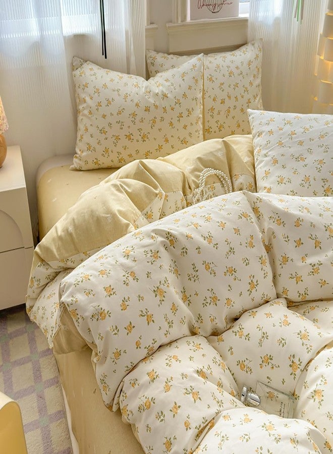 Bildenly Twin Size Duvet Cover Yellow Floral Comforter Cover Soft & Lightweight Bedding Set, Microfiber Quilt Cover with Zipper Closure and 1 Pillowcase - Image 4