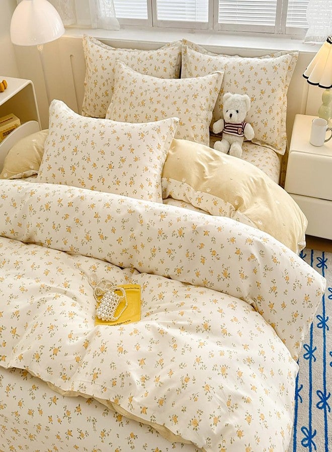 Bildenly Twin Size Duvet Cover Yellow Floral Comforter Cover Soft & Lightweight Bedding Set, Microfiber Quilt Cover with Zipper Closure and 1 Pillowcase - Image 2