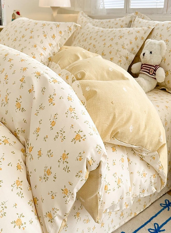 Bildenly Twin Size Duvet Cover Yellow Floral Comforter Cover Soft & Lightweight Bedding Set, Microfiber Quilt Cover with Zipper Closure and 1 Pillowcase - Image 3