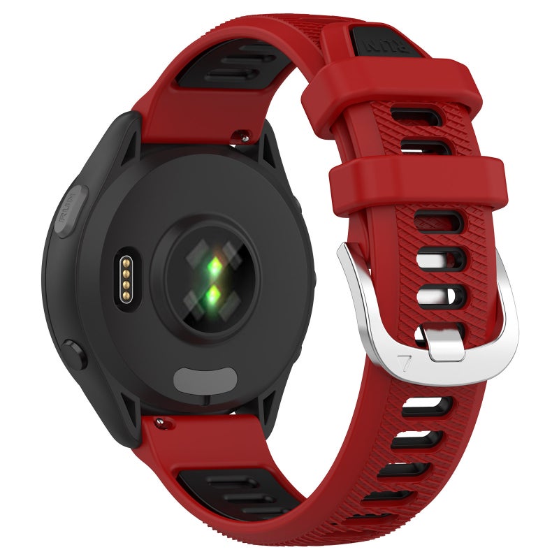 S-TOP For Garmin Forerunner 265S 18mm Sports Two-Color Steel Buckle Silicone Watch Band(Red+Black) - Image 2
