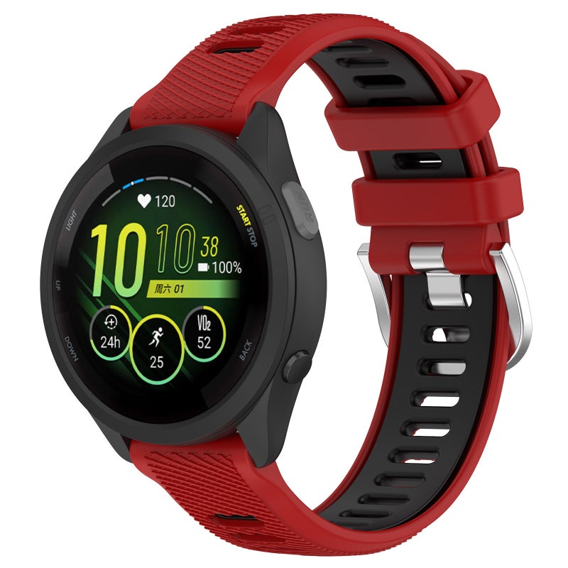 S-TOP For Garmin Forerunner 265S 18mm Sports Two-Color Steel Buckle Silicone Watch Band(Red+Black) - Image 1