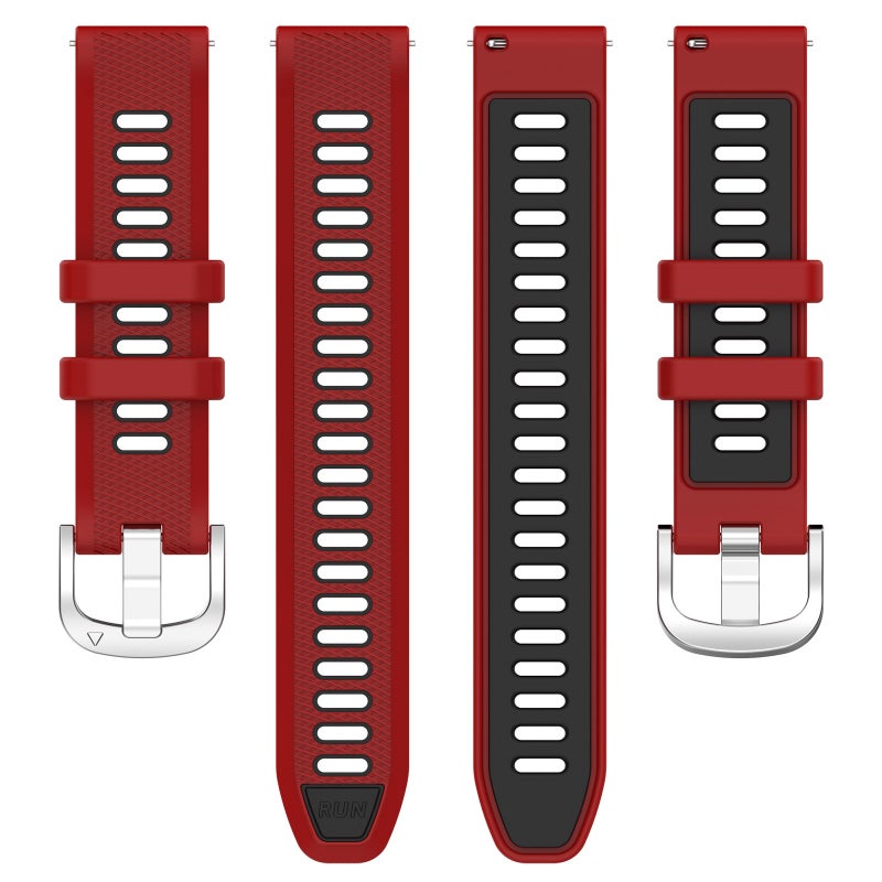 S-TOP For Garmin Forerunner 265S 18mm Sports Two-Color Steel Buckle Silicone Watch Band(Red+Black) - Image 3