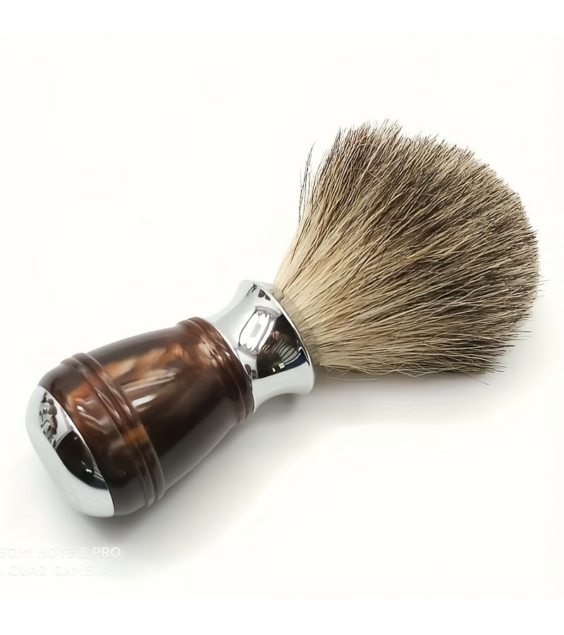 Coffee Badger Hair Mixed Shaving Brush With Acrylic Zinc Alloy Handle For Men Wet Shaving Barber Shave Cream Soap - Image 3