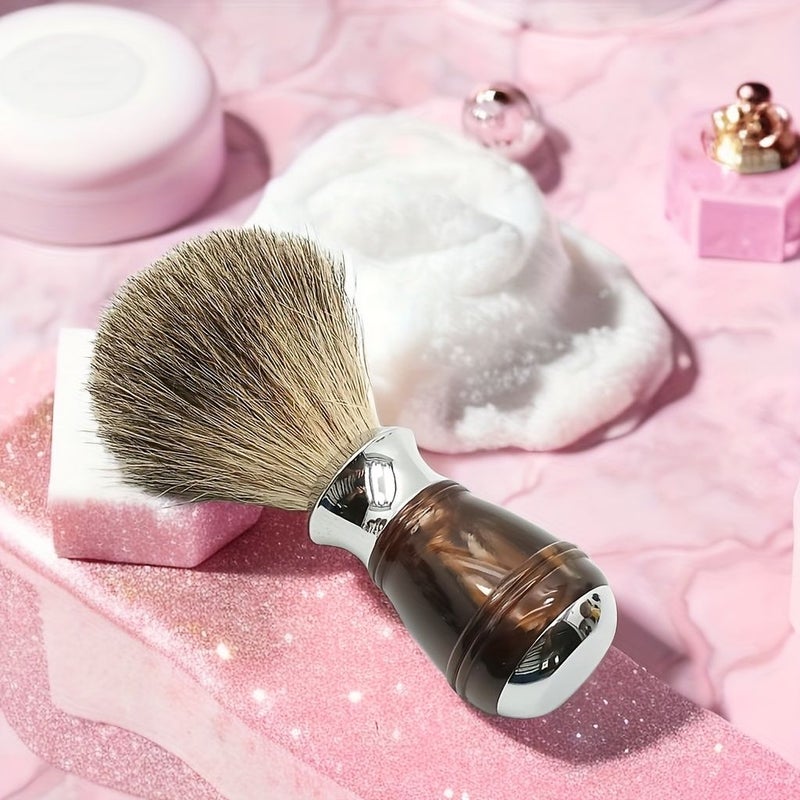 Coffee Badger Hair Mixed Shaving Brush With Acrylic Zinc Alloy Handle For Men Wet Shaving Barber Shave Cream Soap - Image 5