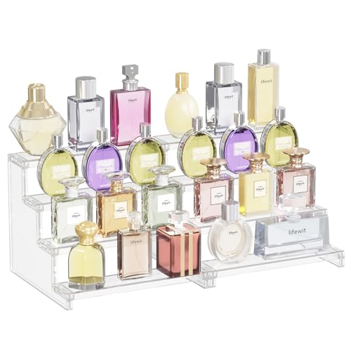 Lifewit Perfume Organizer Bedroom Decor Cologne Cupcake Stand ToolFree Assembly Makeup Display Shelf for Vanity Bathroom Counter Storage Clear 23 cm9 2 Pcs - Image 1