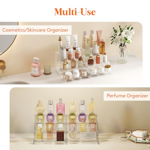 Lifewit Perfume Organizer Bedroom Decor Cologne Cupcake Stand ToolFree Assembly Makeup Display Shelf for Vanity Bathroom Counter Storage Clear 23 cm9 2 Pcs - Image 3