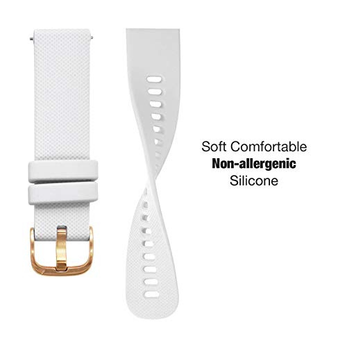 Abanen Silicone Watch Bands for Garmin Vivoactive 4S / Venu 2S / Venu 3S / Vivomove 3S, Soft Sport 18mm Quick Release Waterproof Replacement Wristband Strap for Garmin Forerunner 255s/265s (White) - Image 5