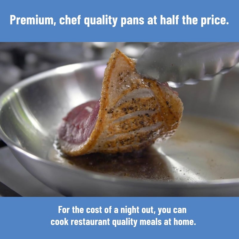 Misen 5-Ply Stainless Steel 10" Frying Pan - Professional Cookware for Induction, Gas and Electric - Dishwasher Safe, Oven Safe to 800°F - Durable, Versatile, Even Heating - Image 5