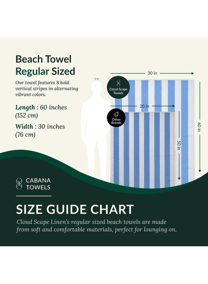 Cloud Scape Linen Cabana Stripe Beach Towel Set Pack of 2, Oversized Soft Cotton Towel, Perfect for Beach ,30x60, Light Blue - Image 5