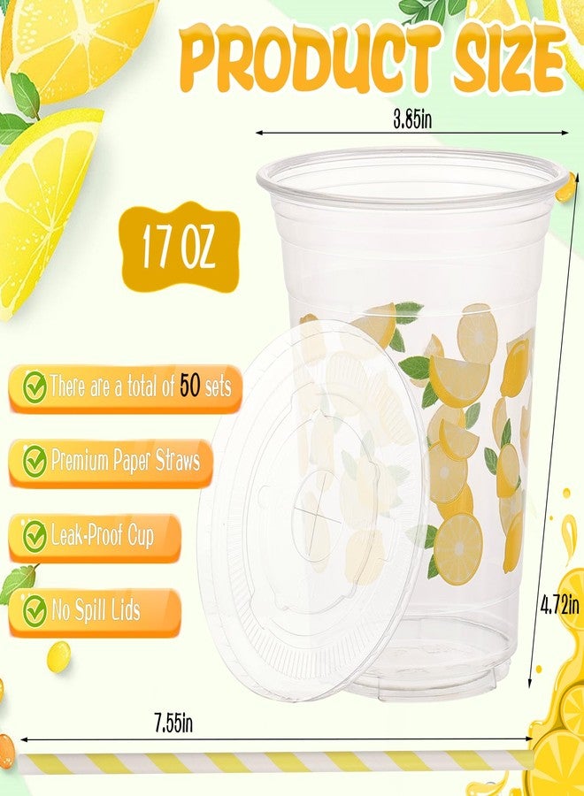 Foxtell Lemonade Stand Supplies Include 2 Pack 8.5L Plastic Drink Dispenser with Spigot 50 Sets Lemonade Cups with Lids and Paper Straws,17oz Disposable Iced Coffee Plastic Cup for Water Juice - Image 3