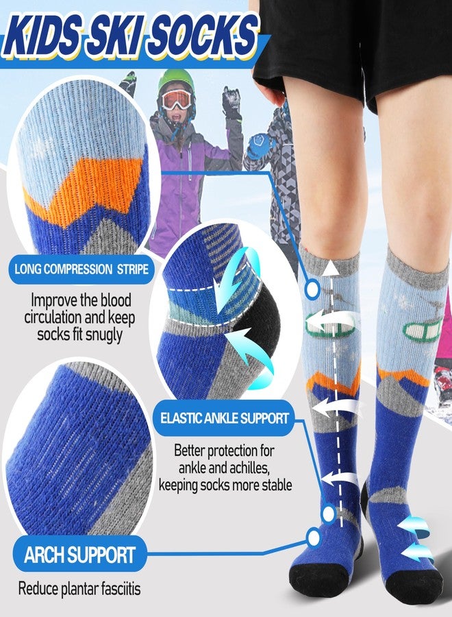 ANTSANG Kids Merino Wool Ski Socks for Girls Boys Teen Thermal Thick Warm Winter Hiking Knee High Stocking Stuffers Socks for Skiing Snowboarding(Skate A,4-7 Y) - Image 4