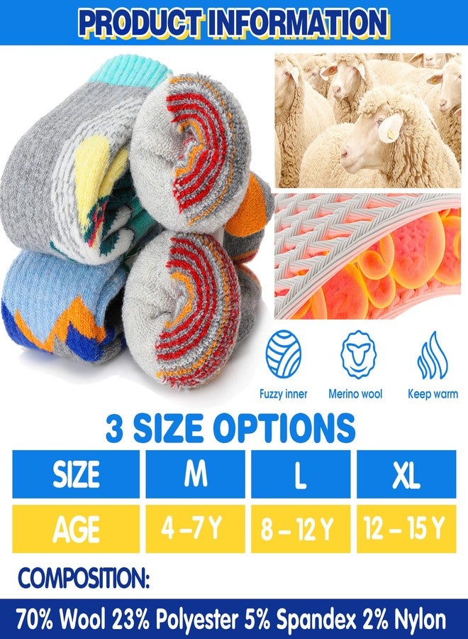 ANTSANG Kids Merino Wool Ski Socks for Girls Boys Teen Thermal Thick Warm Winter Hiking Knee High Stocking Stuffers Socks for Skiing Snowboarding(Skate A,4-7 Y) - Image 3