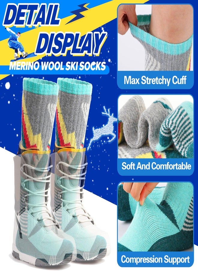 ANTSANG Kids Merino Wool Ski Socks for Girls Boys Teen Thermal Thick Warm Winter Hiking Knee High Stocking Stuffers Socks for Skiing Snowboarding(Skate A,4-7 Y) - Image 5