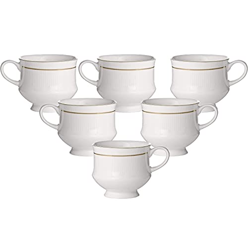 Clay Craft Ceramic Tea|Coffee Mug|Cup Set with Mona - 22K Gold Line, Special for Drink Tea, Coffee, Latte, 6-Pieces, White with Gold Lines, 180 ml (6 Piece Cups) - Image 2