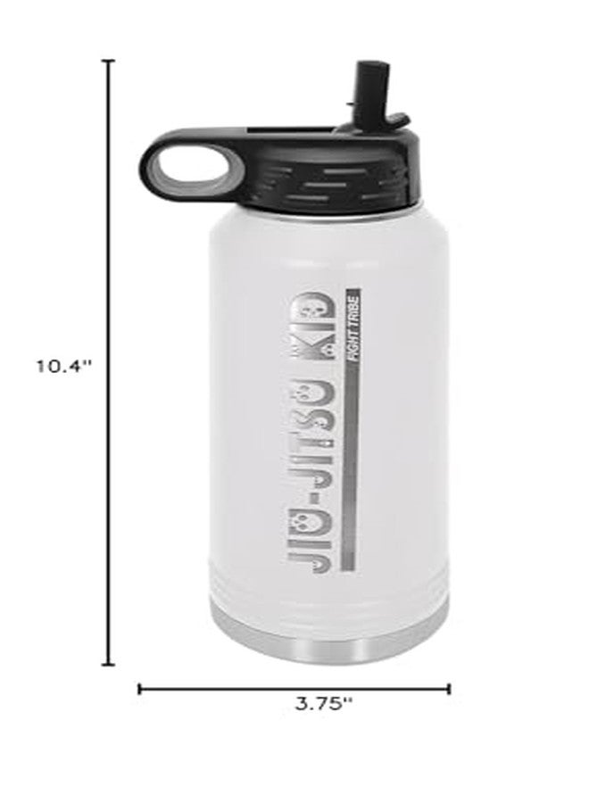 IE Laserware Jiu Jitsu Kid in skull font on white 32 ounce insulated water bottle - Image 2