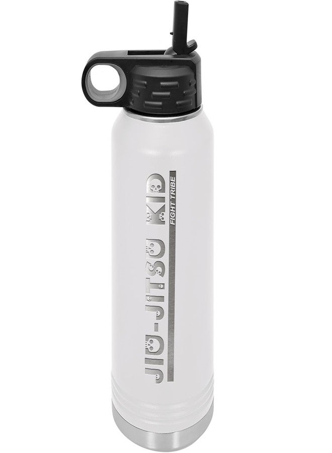 IE Laserware Jiu Jitsu Kid in skull font on white 32 ounce insulated water bottle - Image 1