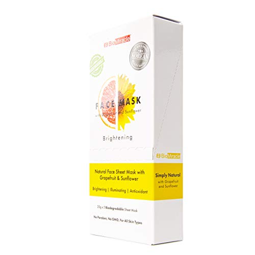 BioMiracle Natural Face Mask Sheet with Grapefruit and Sunflowers, Pack of 5, with Natural Antioxidants, for Illuminated Skin - Image 2