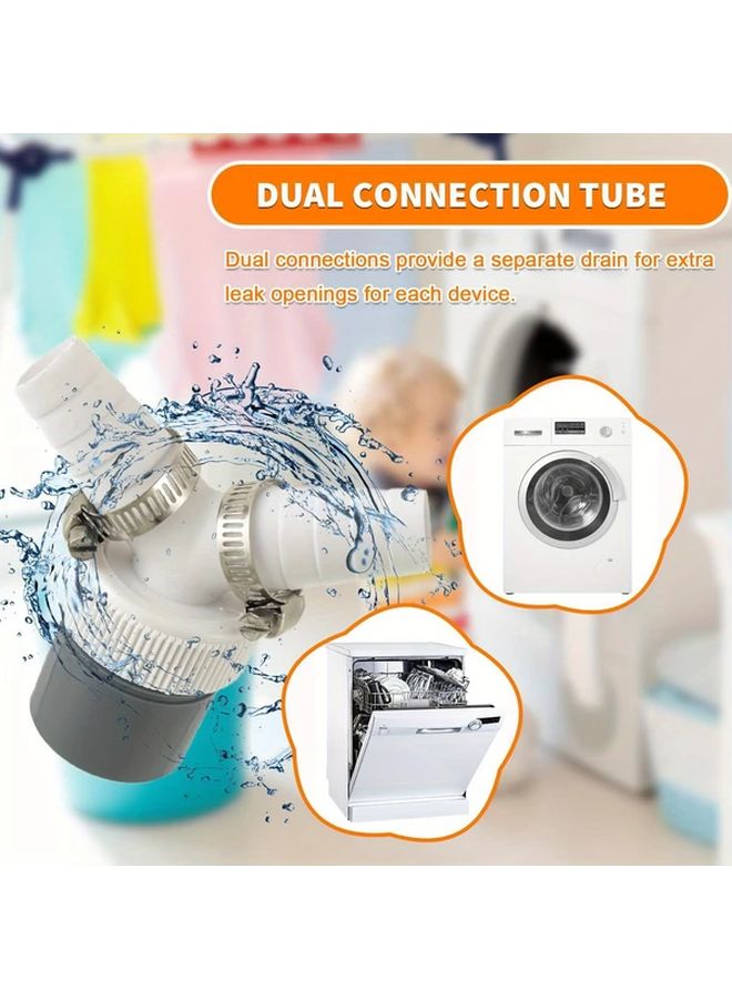 Y Shaped Drain Adapter Converter 18 24mm Input 40mm Outlet With Soft Rubber Hose Clips 1pc - Image 5